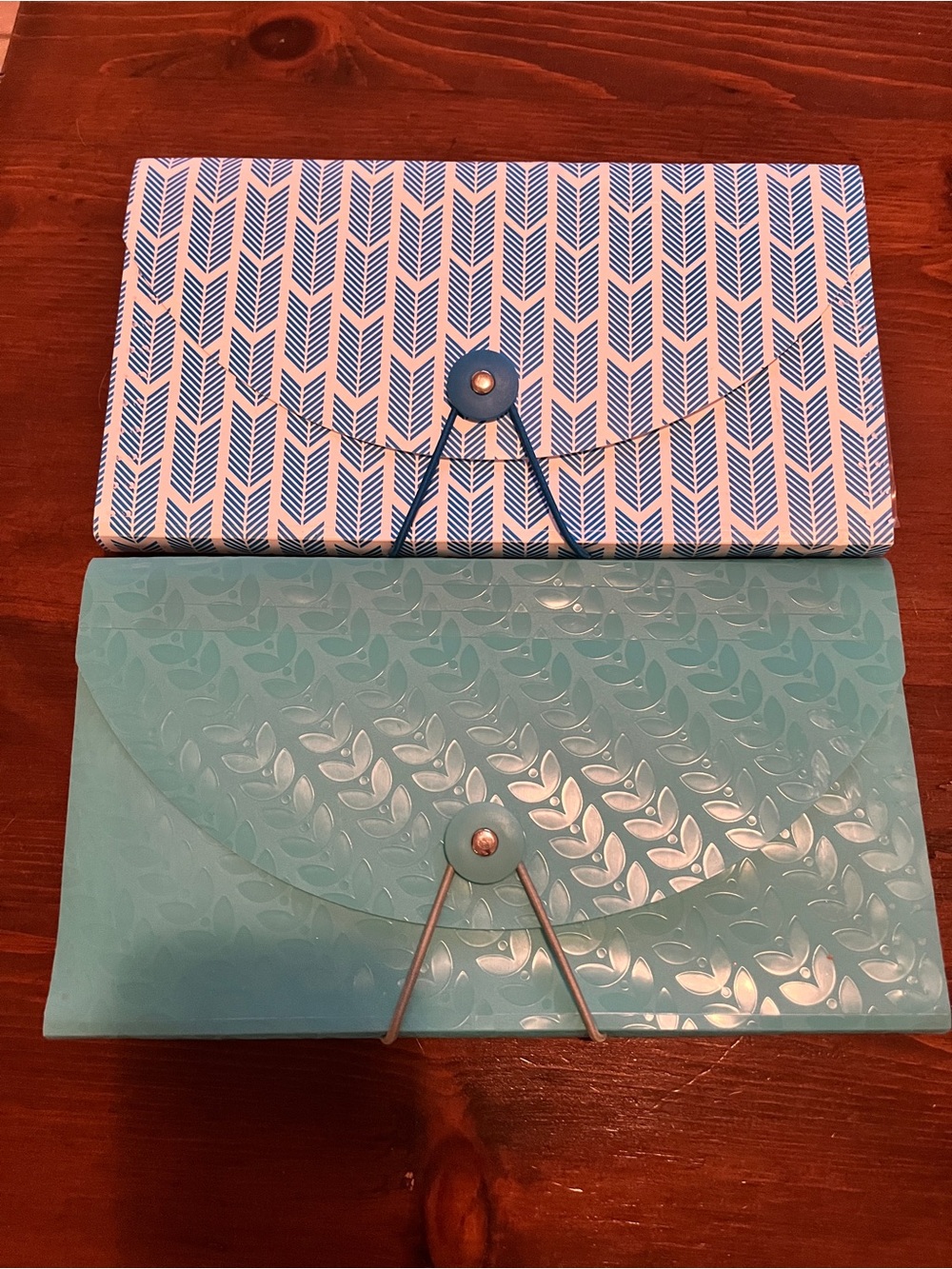 Blue and Teal Floral 13 pocket accordion file. 10.25 X 6 inches. Set of 2.